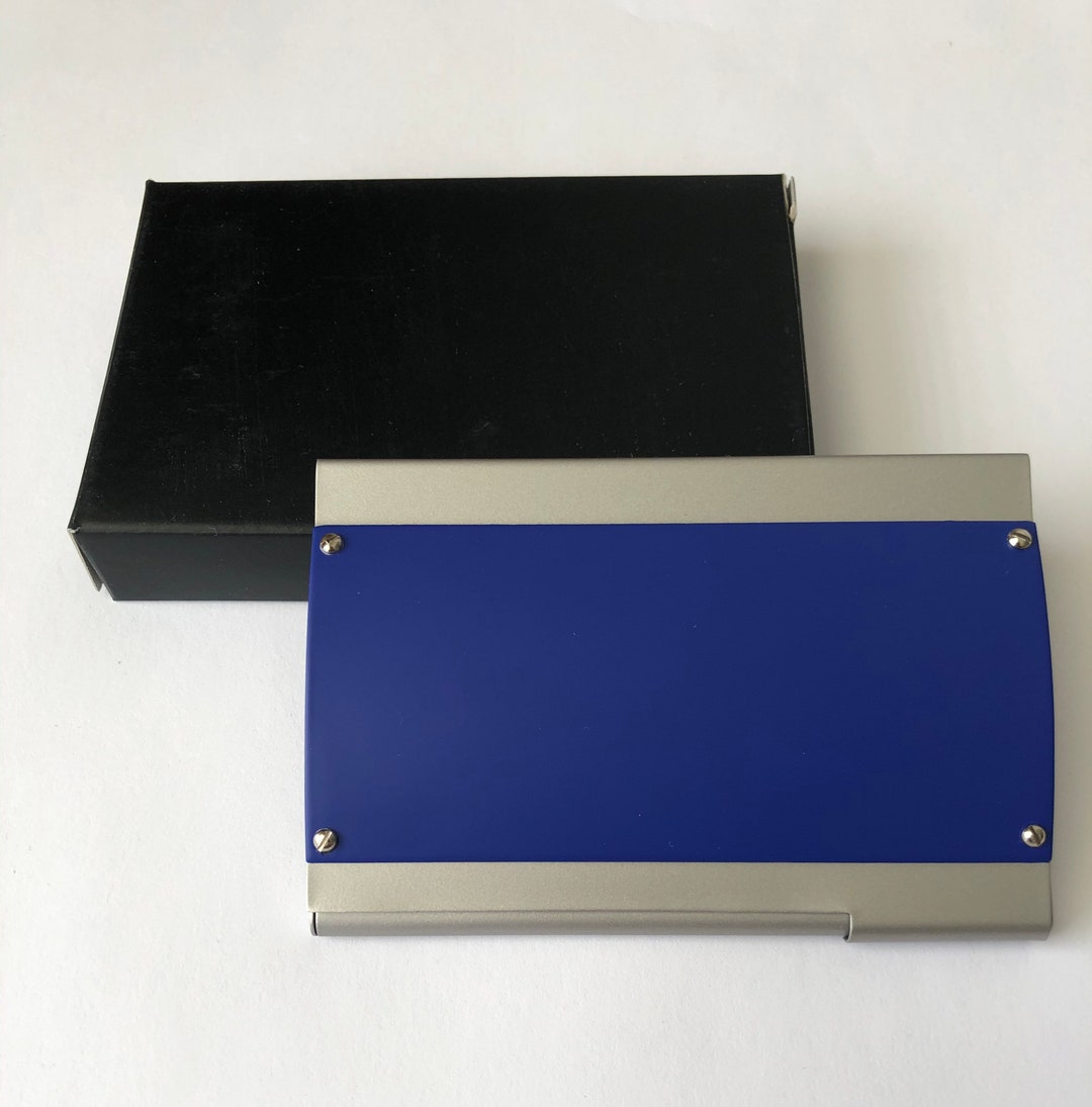 Vintage Matte Blue Card Case / Gift for Her / Gift for Him Etsy