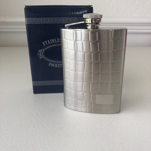 Vintage 6oz Snakeskin Design Liquor Flask / Gift For Her / Gift For Him