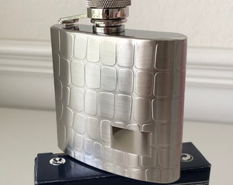 Vintage 4oz Crocodile Print Liquor Flask