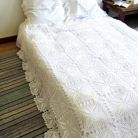 MADE TO ORDER Vintage Crochet Bedspread Handmade Shabby Chic Etsy