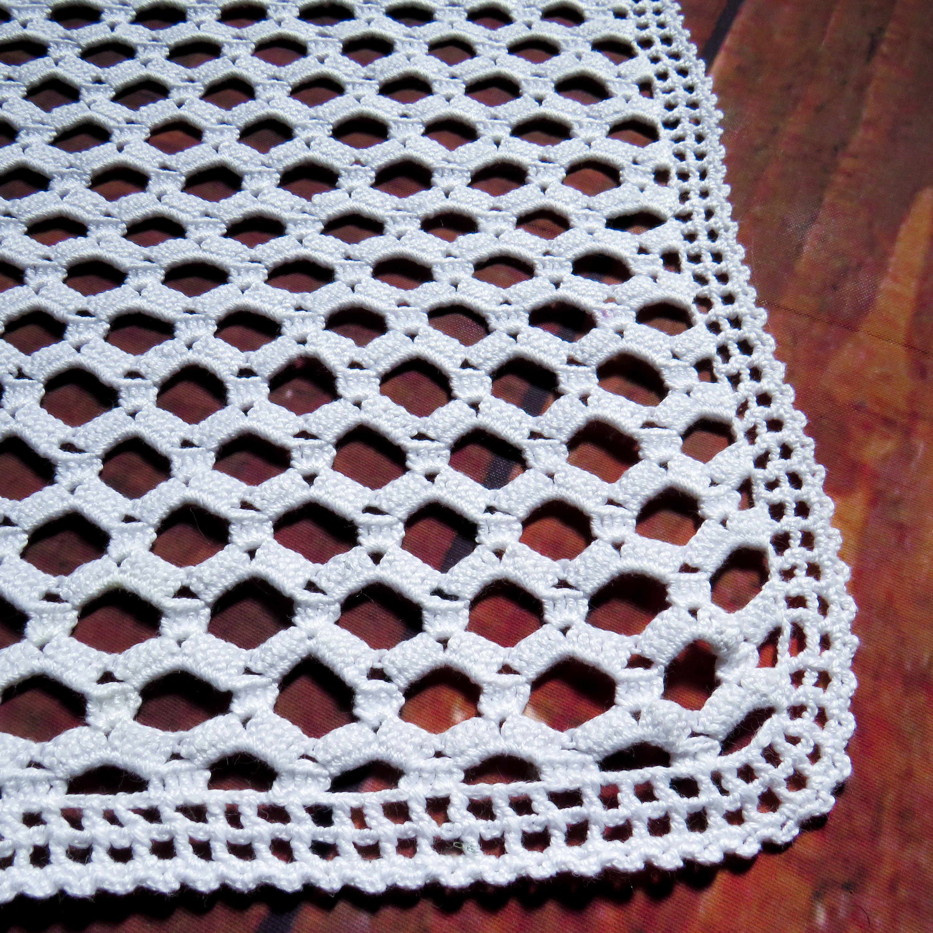 White rectangle crochet doily Geometric doily placemat 17 x Etsy