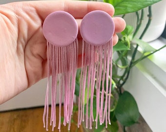 Circle Stud Fringe Earrings