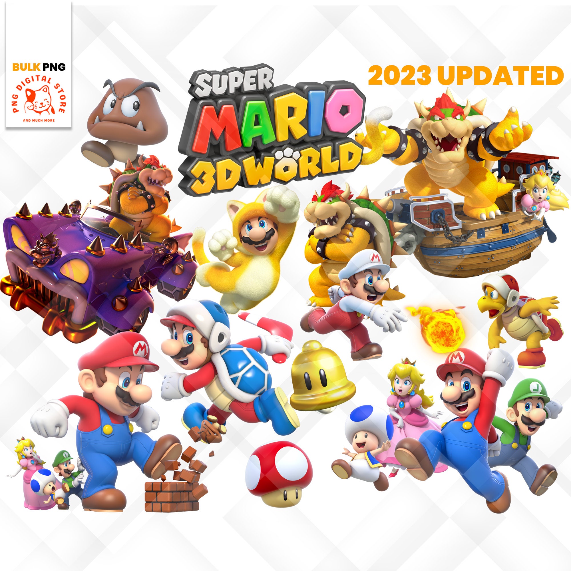 Bowser Mario Png, Super Mario Png, Mario Characters Png, Cartoon Png  Digital File