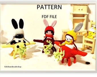 The Rabbit and Carrot airplane pattern Amigurumi toy EASTER Bunny in crocheted more than 40 photos easy to follow pattern