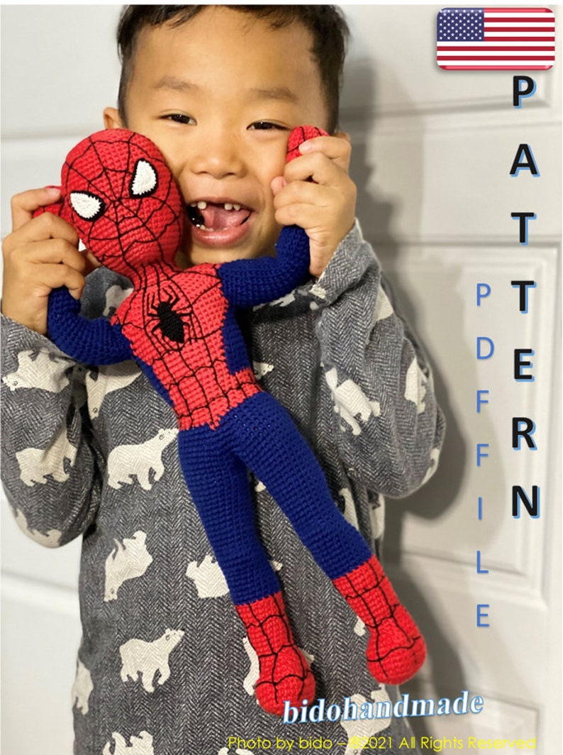 Hero's man pattern 15 inches 38 cm crochet amigurumi pattern Children Safety Perfect for Kids 80 tutorial pictures, video français English image 5