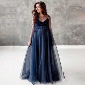 Maternity photo shoot dress , Blue UK size 12 to 14 dress.Baby shower photo shoot dress.