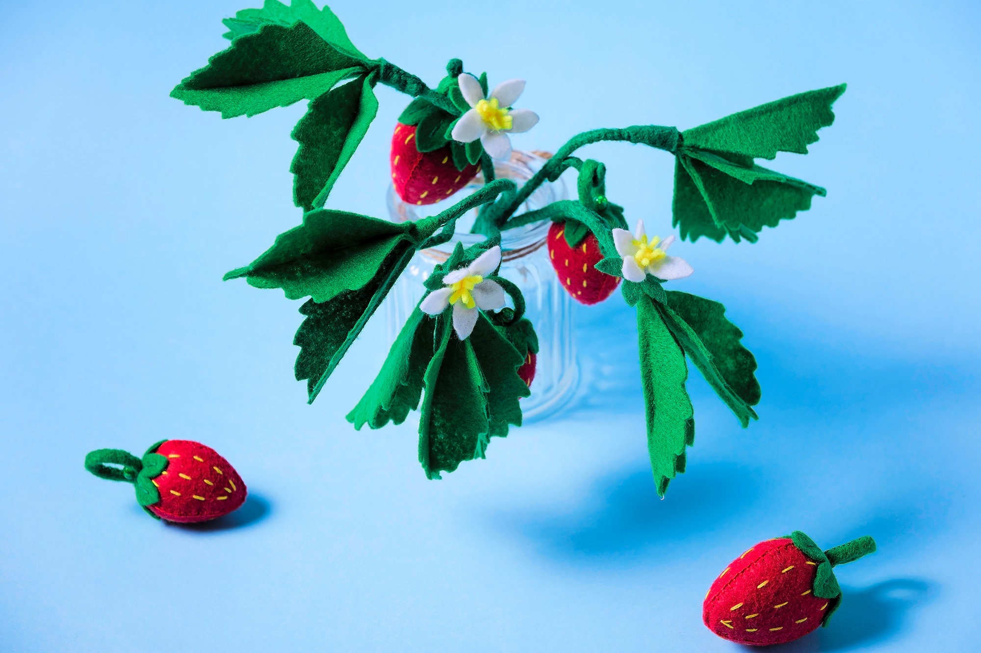 Strawberry plant summer decor fake plant felt play food Etsy