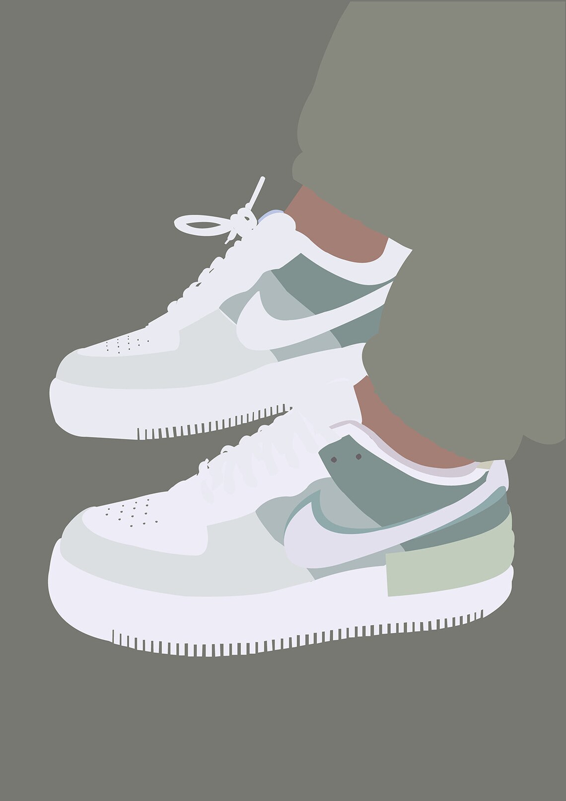 Nike Air Force 1 Shadow 'Pistachio frost' Print | Etsy
