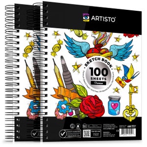  Sketch Book 9x12 - Sketchbook for Drawing - 100 Sheets (68  lb/100gsm),Drawing Pad with Sided Spiral Bound, Sketch Pads for Drawing for  Adults for Beginners : Arts, Crafts & Sewing