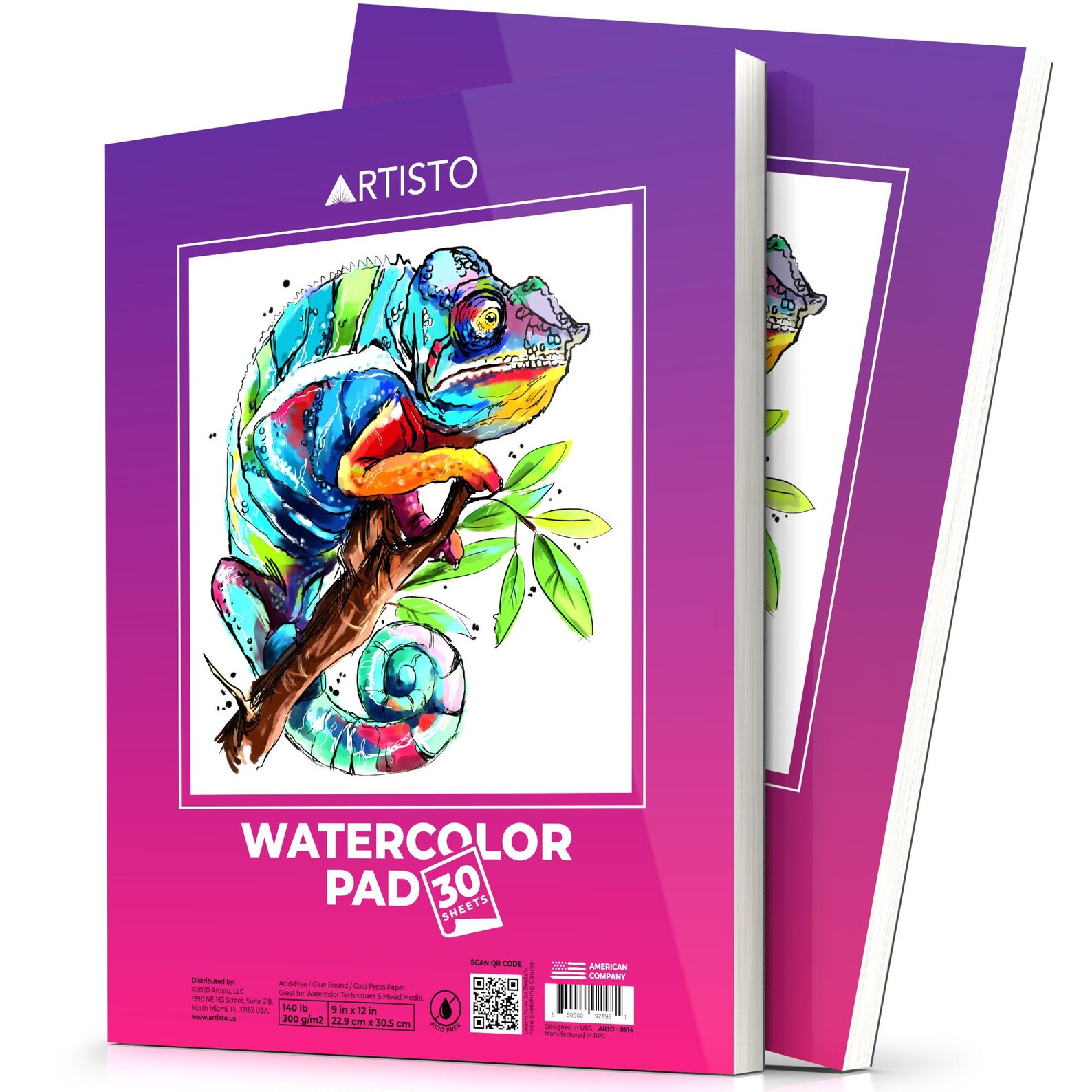 Watercolor Pads 9x12 Pack of 2 60 Sheets Glue Bound Etsy