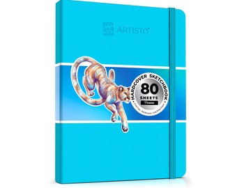 Premium 8.5x11" Hardcover Sketchbook - 80 Sheets (125 GSM), Acid-Free Drawing Paper, Hardbound Sketch Pad with Inner Pocket, Elastic Closure