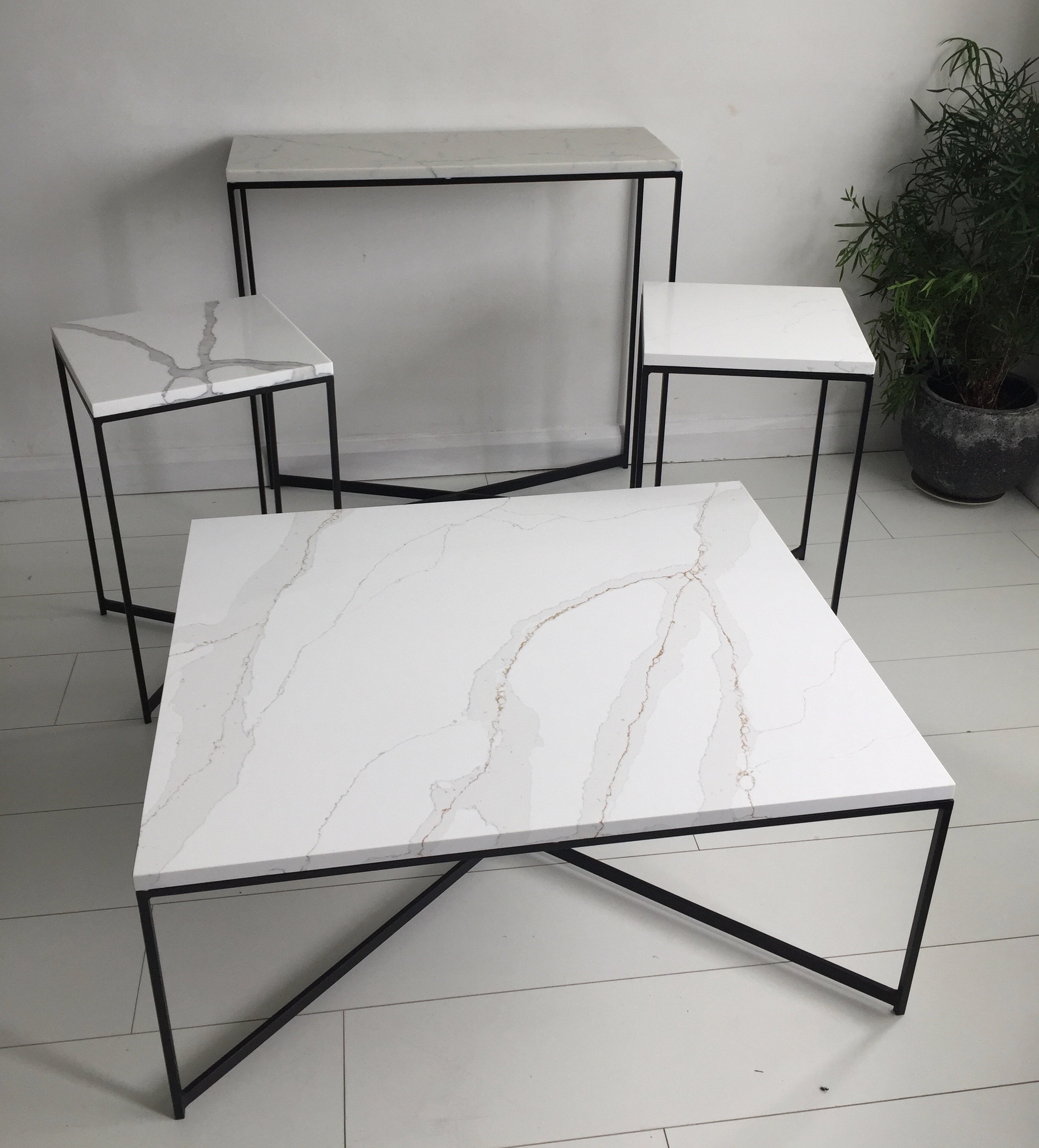 Minimalist White Carrara Marble bedside Table Etsy