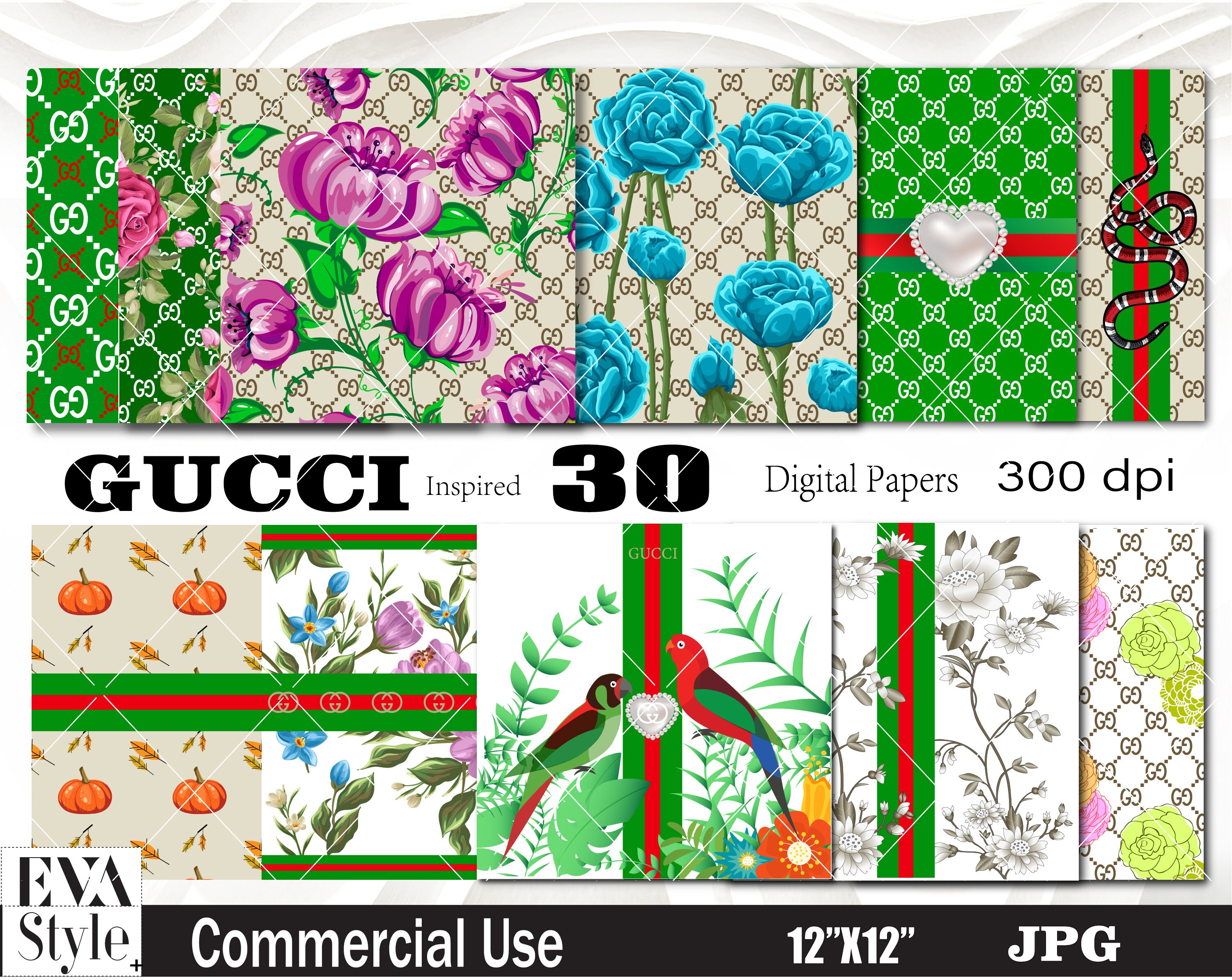 Gucci Digital PaperGucci inspired 30Different Images | Etsy