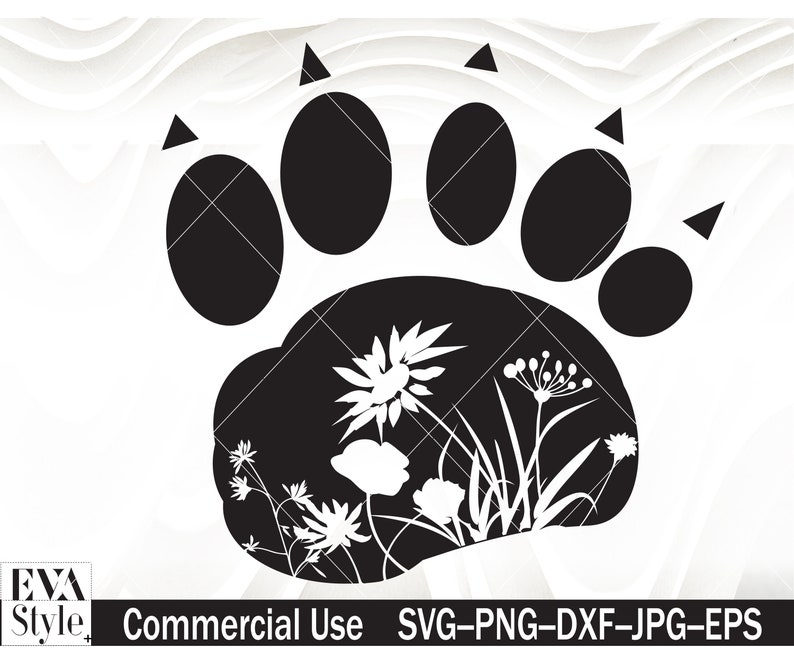 Download Flower bear SVG bear paw svg paw print cut files for | Etsy