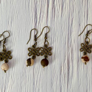 Brown Zebra Jasper Bronze Handmade Dangle Earrings
