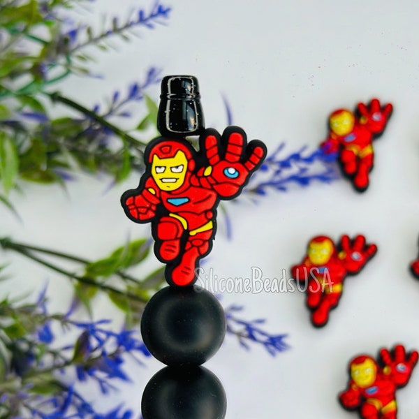 NOUVEAU super-héros • Iron man • Perles focales en silicone pour porte-stylo • super-héros • personnage de dessin animé • bandes dessinées • artisanat best-seller