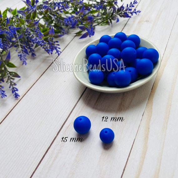 ROYAL BLUE 10 Pcs 15 Mm Round Silicone Beads Loose Beads for Jewelry Making  Wholesale Craft Diy 