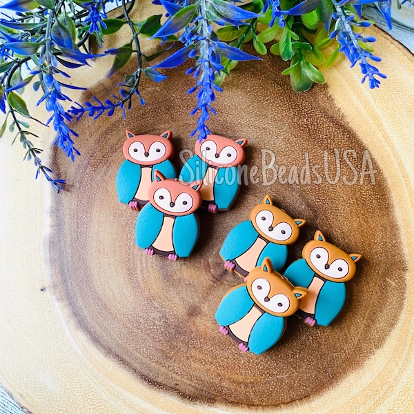 NEW owl bead • silicone focal beads •  • craft • brown caramel  • bird • jewelry making • loose shaped beads • beaded pen