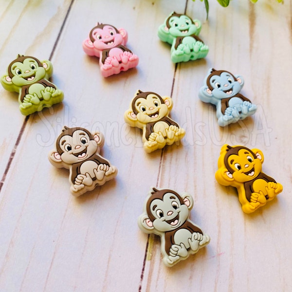 Monkey bead  • silicone focal beads •gorilla • safari animal beads  • jewelry making • loose beads • shaped sensory beads •