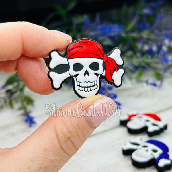 Ahoy Pirate bead • ship • skull • silicone focal beads • boat  • craft • silicone focal beads • pirate booty • beaded pen lanyard keychain