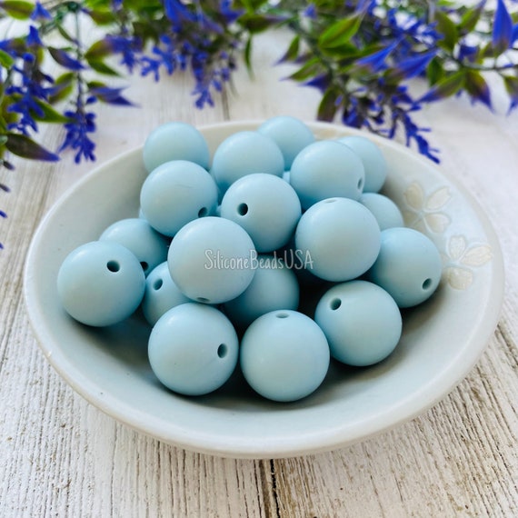 POWDER BLUE Silicone Beads 10 Pcs 15 Mm Keychain Bracelet Necklace Lanyard  Diy Loose Sensory Beads Diy 