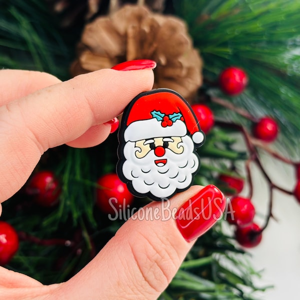 New SANTA CLAUSE bead • silicone focal beads • reindeer • loose shaped beads • reindeer • tree ornament • Christmas beads • beaded pen