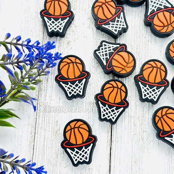 Basketball Hoop • silicone focal beads • ball • team • sport • loose sensory beads • Triple-Double • Double Dribble • airball •