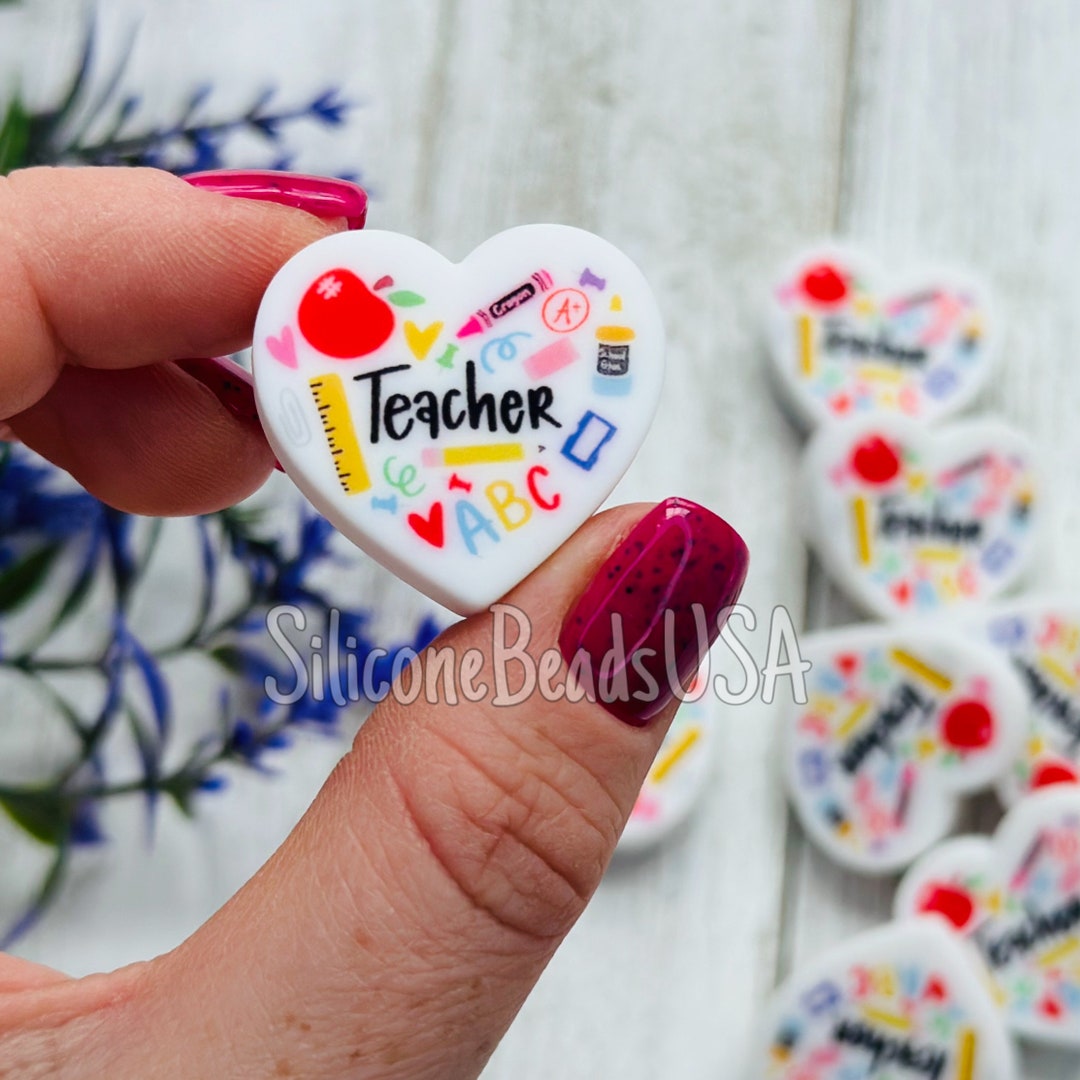 Heart Teacher Bead Beads for Pen Back to School Graduation Beads ABC