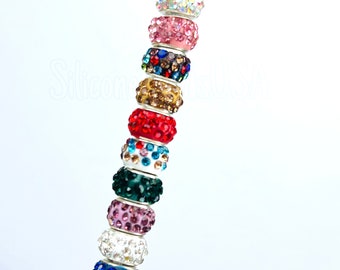 BEAUTIFUL Jewel abacus Rhinestone Spacer • Lentil • Saucer • 10 pcs • 12 mm • small size beads • beads for pen wristlets keychain lanyard
