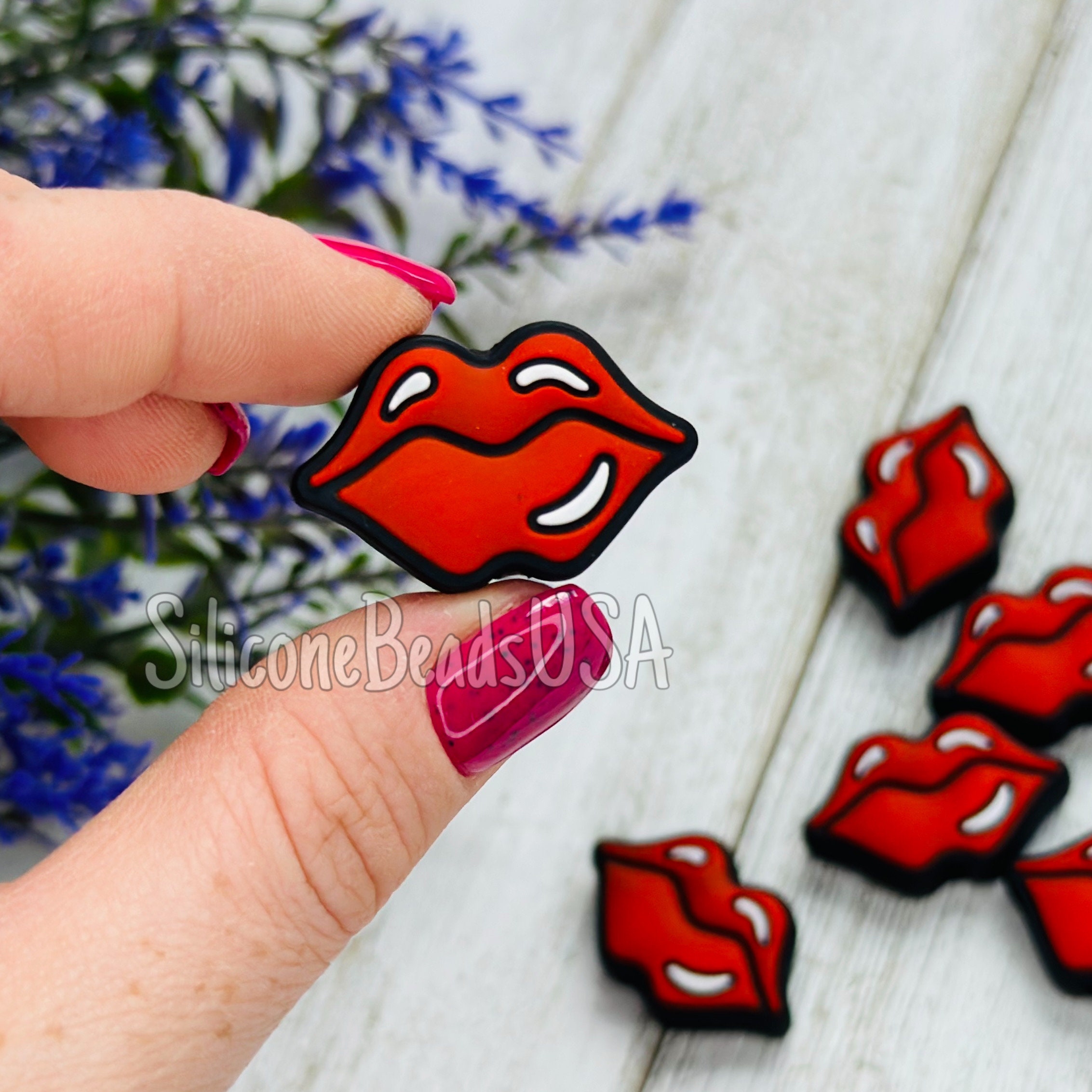 Red Lips Beads Lipgloss Lipstick Makeup Focal Beads 