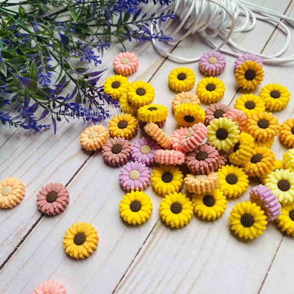 MINI Gerbera daisy beads • chrysanthemum • sunflower • 21*21 mm • 2 pcs per listing • loose sensory beads • spring summer • diy