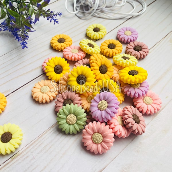 NEW Gerbera daisy beads • 30*30 mm • camomile • rose • flower beads • sunflower • tulip • loose sensory beads • focal beads