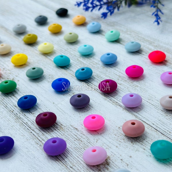 Spacer beads • abacus • Lentil • Saucer • Silicone Beads • Food grade silicone • 10 pcs• 12 mm x 7 mm • small size beads • jewelry making •