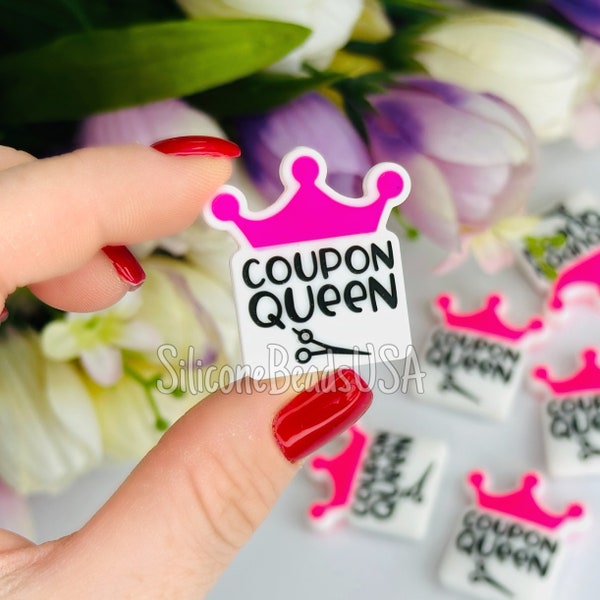 NEW coupon queen • bargain • discount • sale • promotion • silicone focal beads • pink tiara crown • beaded pen keychain wristlet lanyard •
