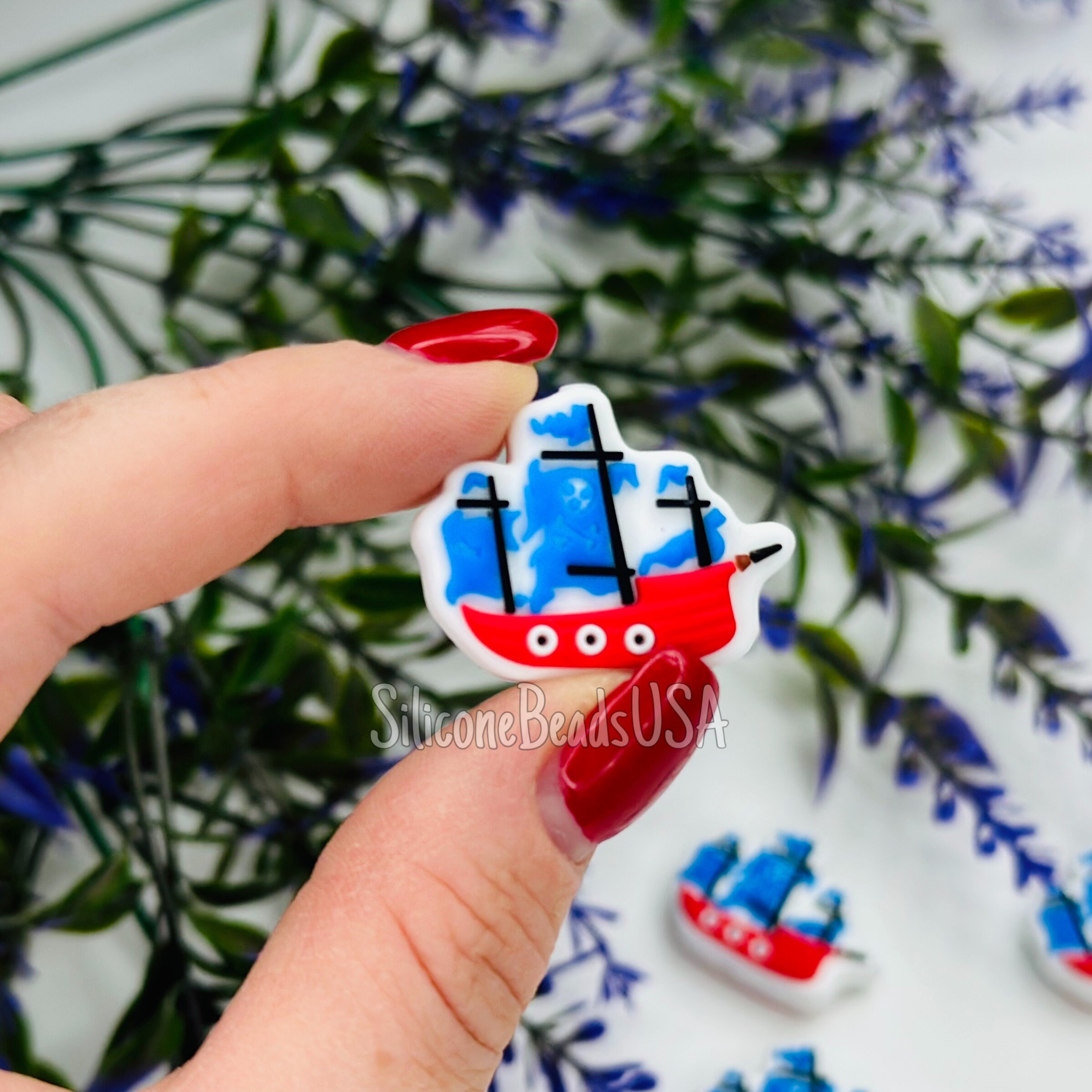 PIRATE BOAT FOCAL Bead , Focal Beads, Boat Silicone Beads, Silicone Beads,  Pen Beads, Scribe Bead -  Denmark
