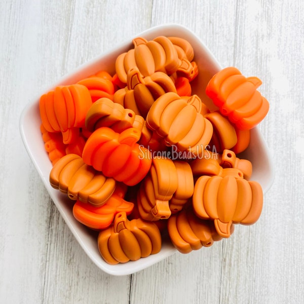 NEW • Pumpkin • silicone focal beads • thanksgiving • autumn colors • fall beads • brown • orange • harvest • pilgrim • turkey • diy