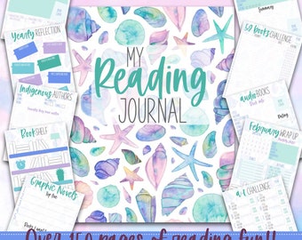 Seashell Printable Reading Journal, digital download, instant download