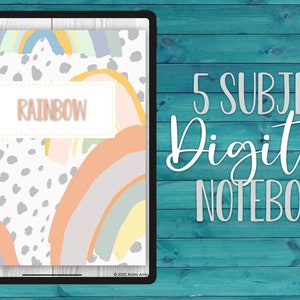 5 subject digital notebook, rainbow, goodnotes, notability, noteshelf, xodo