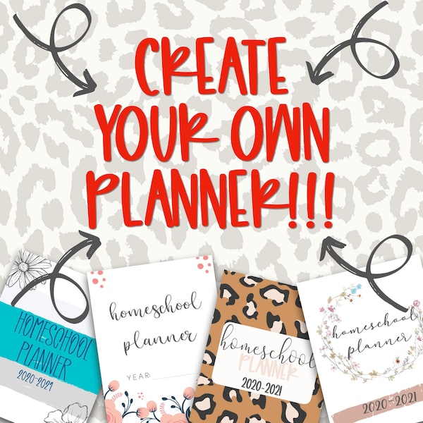Create your own planner, custom planner, homeschool planner, printable, digital download, customize