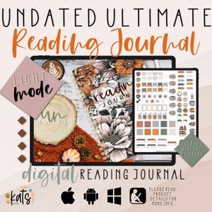 UNDATED Digital Rustic Floral Reading Journal - Goodnotes, Notability, XODO