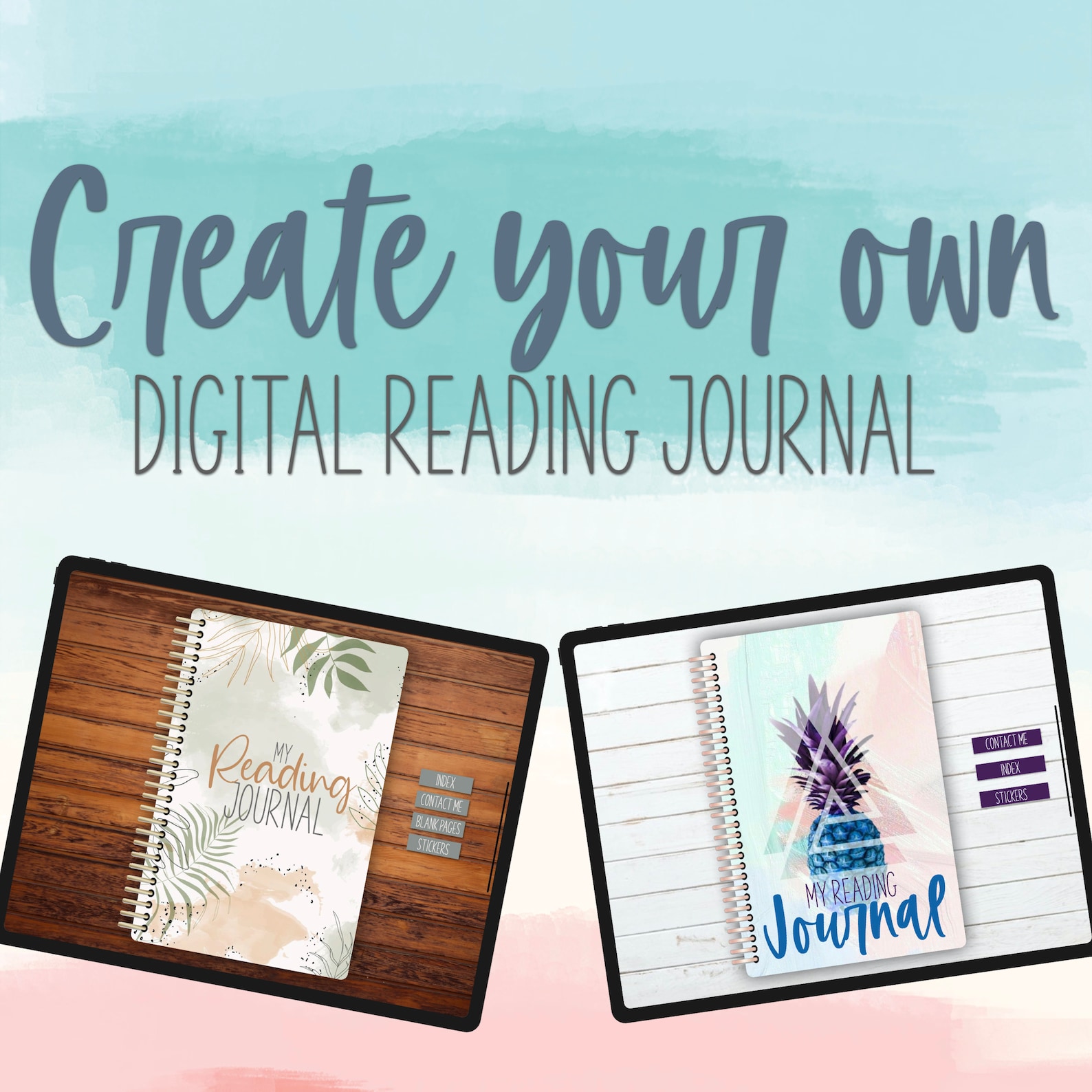 Custom digital reading journal create your own goodnotes Etsy