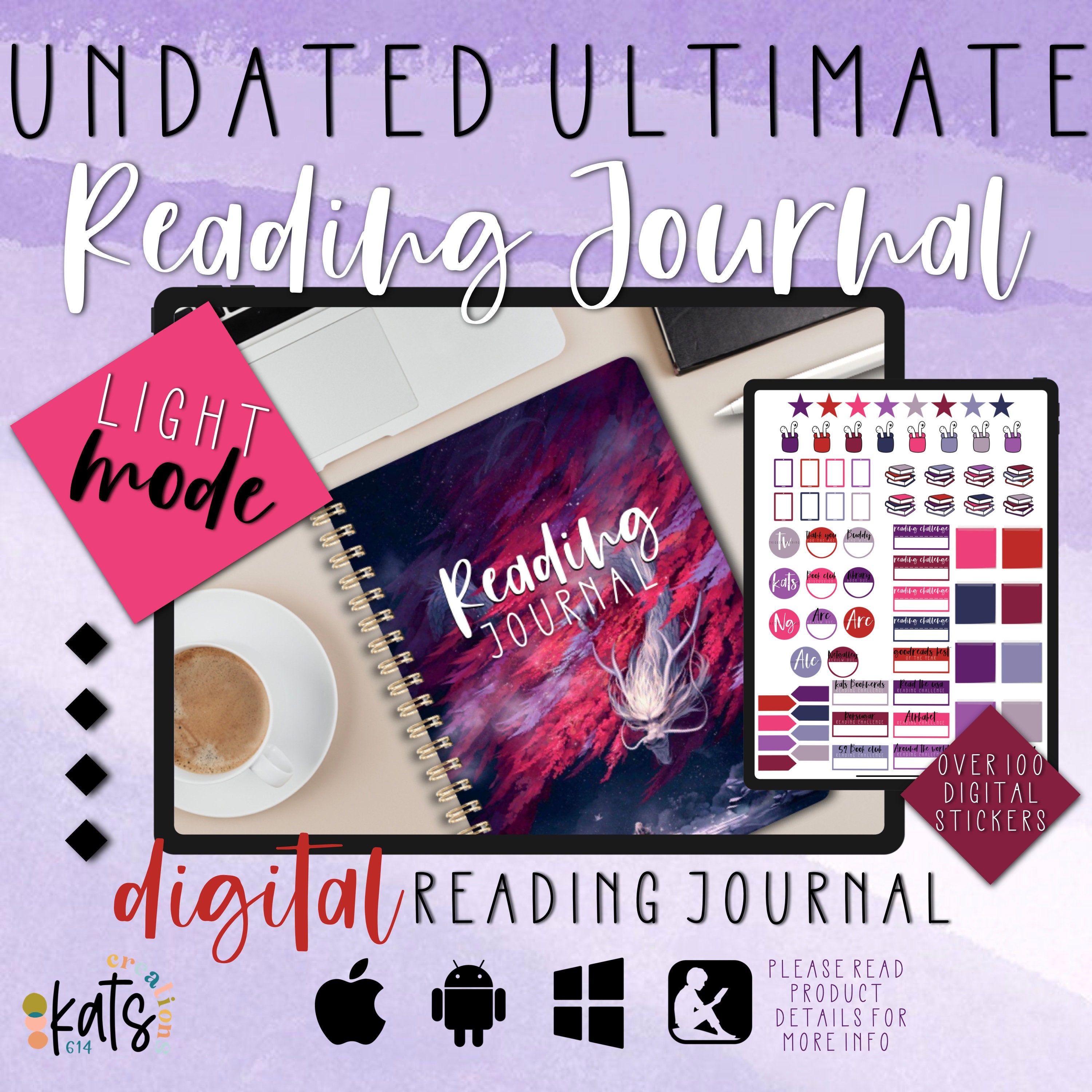 UNDATED Digital Dragon Reading Journal - Goodnotes, Notability, XODO - Etsy