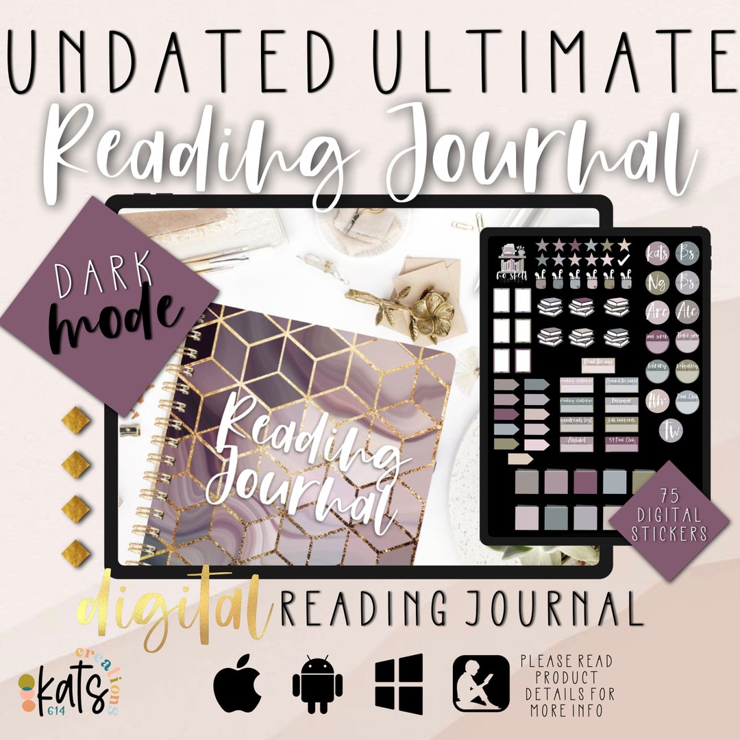UNDATED Digital Dark Mode Marble Reading Journal - Goodnotes ...