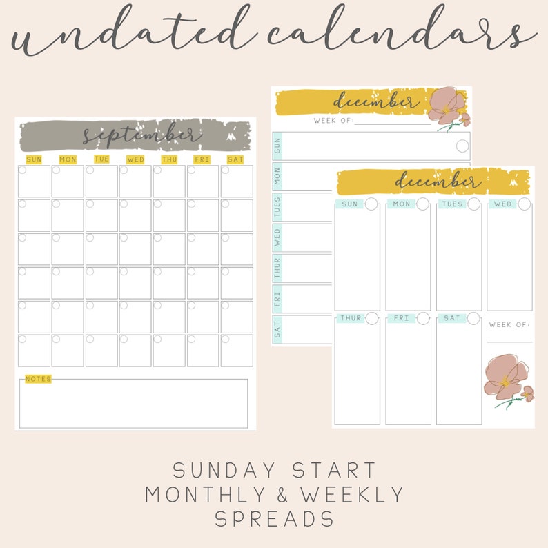 Undated Printable Homeschool Planner, Floral, Digital Download - Etsy