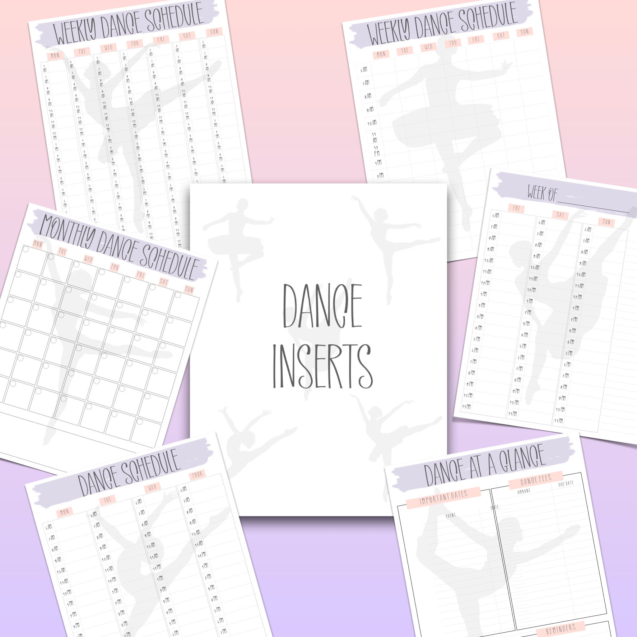 Dance schedule digital bundle printable pdf Etsy