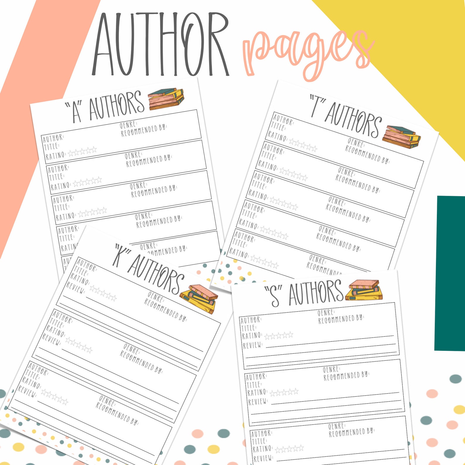 Printable reading journal digital download Etsy