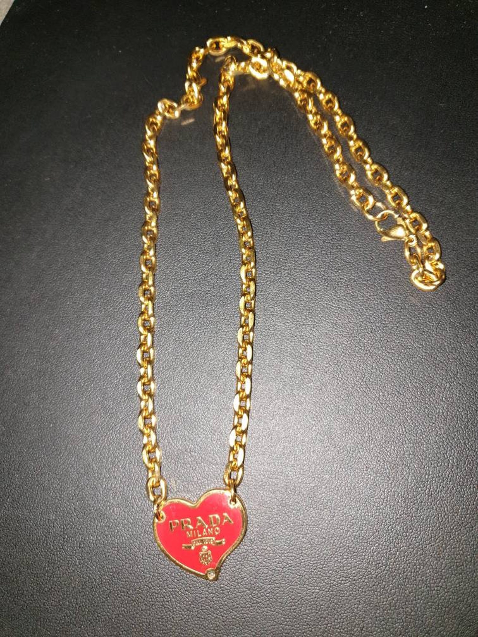 Original Prada Hearth Pendant Necklace Chain Kette Anhänger Etsy