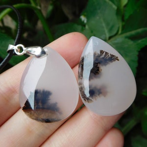 Gemstone charms. earth stone pendant. montana agate necklace. landscape necklace. crystal necklace. handmade jewelry. picture agate