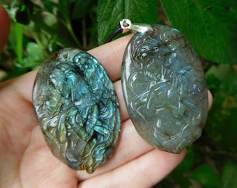 Carving angel pendant. labradorite angel necklace. carve angel jewelry charm. handcrafted labradorite angel necklace. jewelry making  (Z396)