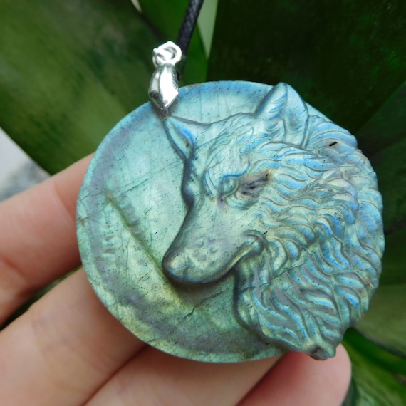 Crystal wolf shop pendant